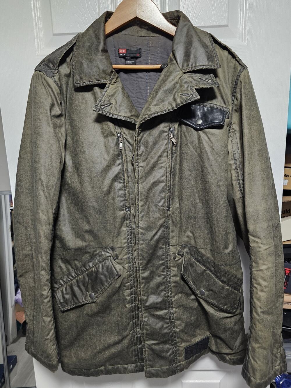 Vintage Diesel Jacket Mens XL Military Style Green Multi Pocket